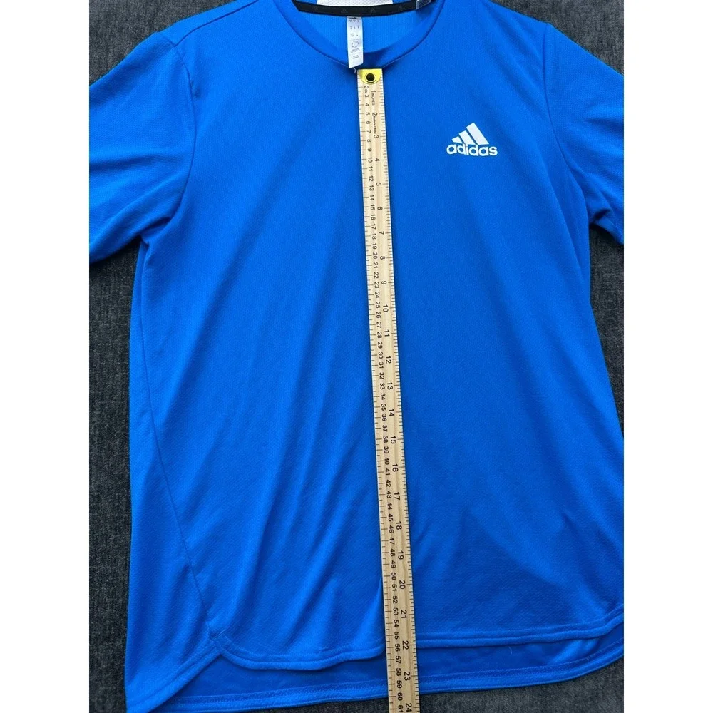 Adidas Aeroready Performance T Shirt Mens Small Blue Mesh Logo Athletic Workout